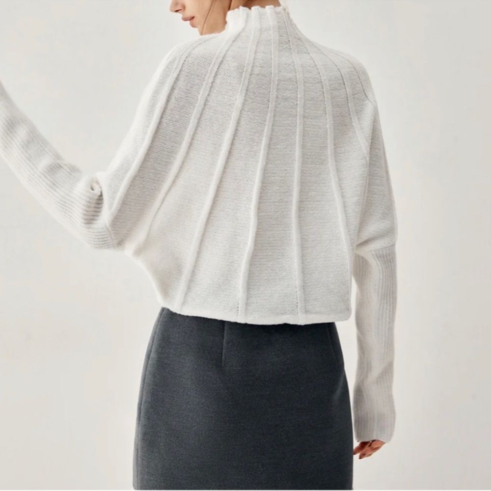 Commense Mock Neck White Piping Chunky Turtleneck SZ XS NEW - Picture 2 of 15